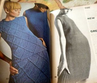 Rare Vtg 1960s Vogue Knitting Book 1966 50 Designs To Knit Hats Dresses Stoles