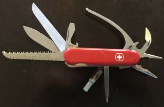 Wenger Pocket Grip/minigrip Swiss Army Red Pocket Knife W/ Rare Serrated Blade