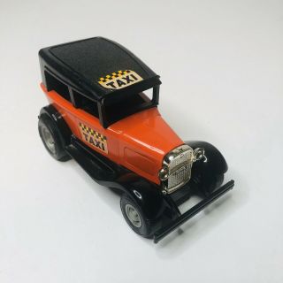 Rare Vintage Tonka Pressed Diecast Model T Taxi In Black And Orange 1970 (e)