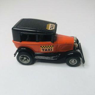 RARE Vintage TONKA PRESSED Diecast Model T Taxi in Black and Orange 1970 (E) 2