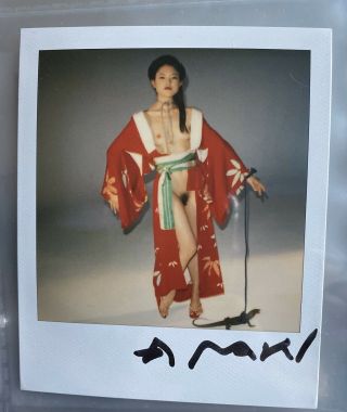 Araki Nobuyoshi Polaroid Signed Very Rare Kaori In Kimono With Dinosaur