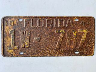 Old Barn Find Antique Automobile Vintage Wwii 1944 Florida License Plate 1w - 787