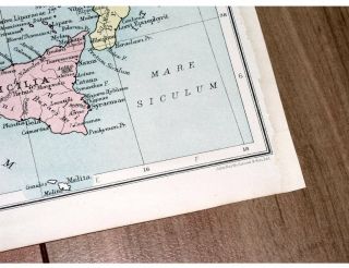 1928 VINTAGE MAP OF ANCIENT ROME ROMAN EMPIRE / ANCIENT GREECE GREEK WORLD 3