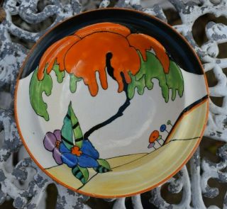 Iconic 1920s 1930s Rare Art Deco Clarice Cliff Woodland Handpainted Dish Bowl