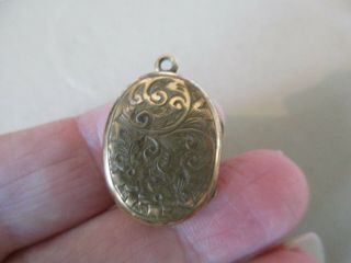 Antique Vintage Victorian Gold Ptd Photo Locket Mourning Pendant Necklace Old Uk
