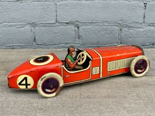 RARE BURNETT ENGLAND TIN WIND - UP RACING CAR 4 1930 DISTLER RACE TIPPCO RACER 2