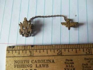 Rare Wwii Us Army Air Corps Sweetheart Pin - 2 Piece With Chain