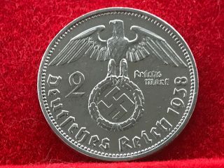 2 Reichsmark 1938 A With Nazi Coin Swastika Silver Brilliant - - Rare - - -