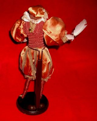 Rare unique vintage Poseable SHAKESPEARE Elizabethan doll w/stand12 - 1/2 