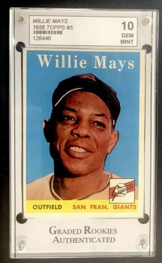 Willie Mays 1958 Topps 5 Graded Gem 10 Rare