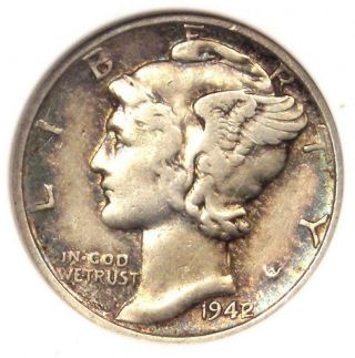 1942/1 Mercury Dime 10c - Anacs Xf40 - Rare Overdate Variety Coin - $585 Value