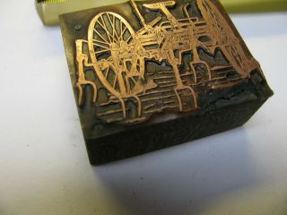 Antique Farm Machinery Letterpress Printer Block Cultivator,  Hay Tedder. 2