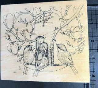 House Mouse,  Feeder Friends,  1998,  Wood Mount Rubber Stamp Rare