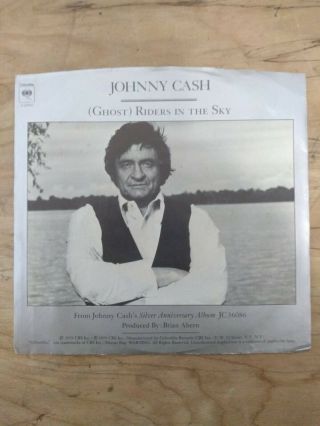 Johnny Cash " Rare Ghost Riders In The Sky " 45 Rpm With Jacket Columbia Pt