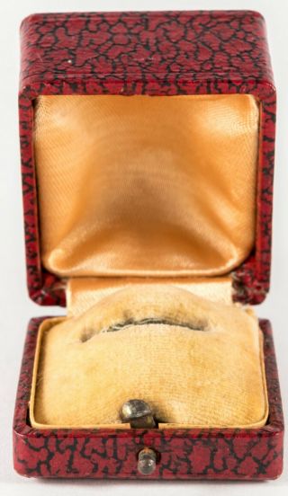 Antique Victorian Ring Box Push Button Hinged Silk Velvet 2