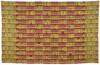 Old Rare Real Silk Ashanti African Kente Hand Woven Cloth Ghana Akan Textile