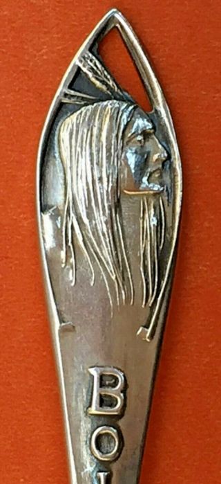 Proud Indian Chief Boise Idaho Sterling Silver Souvenir Spoon
