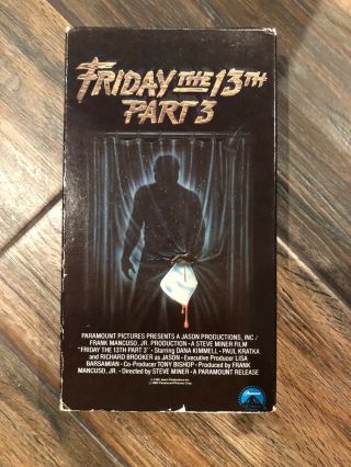 Friday The 13th - Part 3 (vhs) Horror,  Slasher Rare (halloween Special)