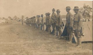 Antique 1908 Rppc Postcard Springport In Army Camp Soldiers Lined Up Review