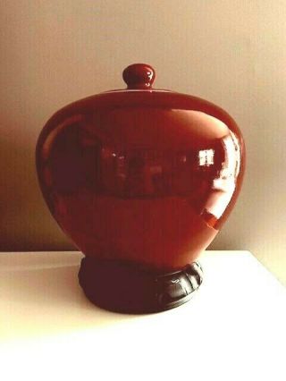 Antique 19th C Chinese Sang De Boeuf Ox Blood Glaze Porcelain Lidded Ginger Jar