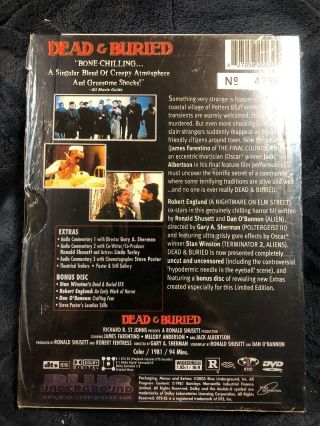 OOP Rare Dead and Buried (DVD,  2003,  2 - Disc Set,  Uncut) Limited Edition 2