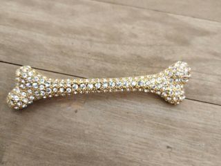 Vintage Rare Vivienne Westwood Diamante Bone Brooch Pin Badge Gold Colour