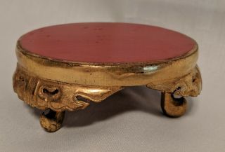Antique Japanese Red Lacquer Gold Gilt Wood Buddhist Kyozukue Alter Stand
