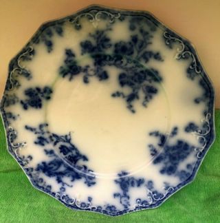 Antique W.  H.  Grindley & Co.  Flow Blue Plate " Janette " Pattern - 9 " Embossed