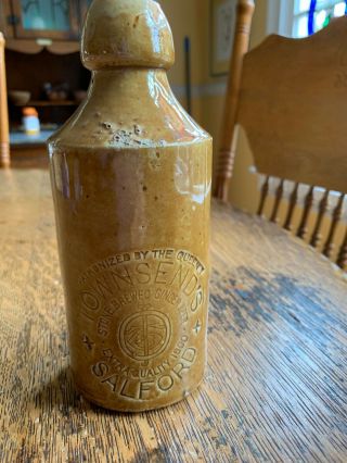 Antique Stoneware Pottery Townsend Salford Stone Brewed Ginger Beer Bottle