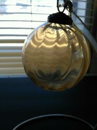 Antique Style Kugel Christmas Ornament Heavy Glass Amber Decorations