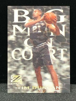 Tim Duncan 1997 - 98 Skybox Z - Force Big Men On Court Rookie 4 Rc Spurs Rare
