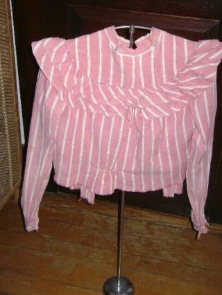 Ladies Waist 1890 Deoration Pink And White Stripe Cotton