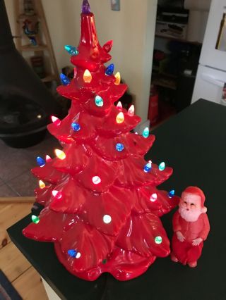 Vintage Rare Red Ceramic Christmas Tree