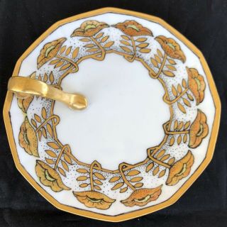 Antique Schumann Bavaria Handled Nappy Dish Hand Painted Golden Floral Flowers