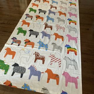 Ikea Dala Horse Fabric Or Curtain Panel Discontinued Rare 55” X 115” Colorful