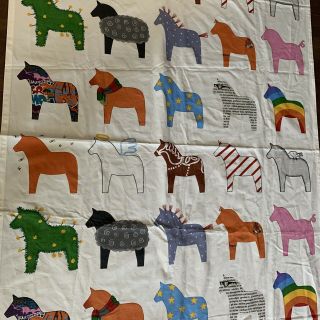 IKEA Dala Horse Fabric Or Curtain Panel Discontinued Rare 55” X 115” Colorful 3