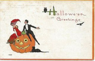 Antique 1913 Embossed Bergman Made Halloween Post Card Halloween Greetings