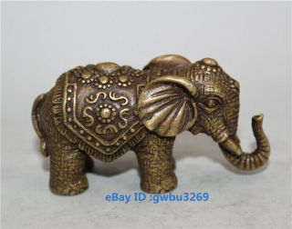 Chinese Archaize Pure Brass Small Statues Elephant