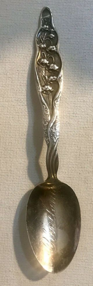 Sterling Souvenir Spoon Of Cleveland C.  1920s In Lily Of The Valley By Whiting