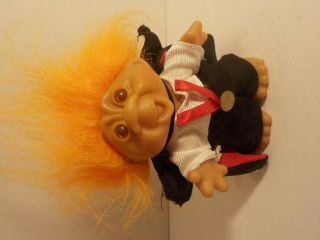 Vintage 1986 Dam Norfin Troll Doll Dracula Vampire Rare Orange Hair 6 " Complete