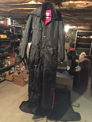 Vintage Rare Large Black Red Le Mans Racing Suit Insulated Full Body Nylon Suit