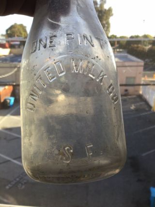 Antique United Milk Company Milk Bottle San Francisco California