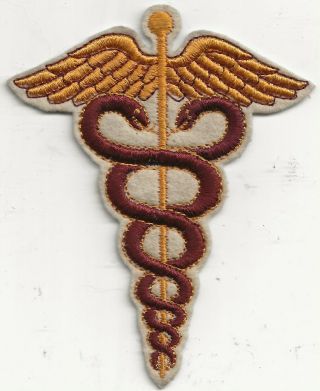 Rare Wwii " Us Army Medical Corps " Patch - Embroidered On Wool