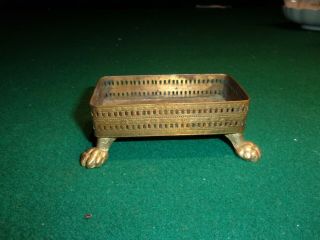 Antique Brass Calling Card Business Card Tray,  Claw Feet