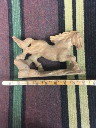 Vintage Hand Carved Wooden Horse Sculpture