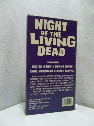 Night of the Living Dead VHS Star Classics RARE 1987 2