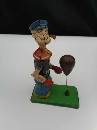 Rare Vintage Wind Up Popeye With Punching Bag 1932 Chein & Co
