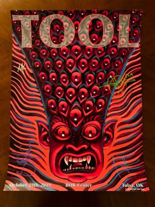 Signed Tool Concert Poster / Alex Grey / Tulsa (10/29/19) / Rare Embossed