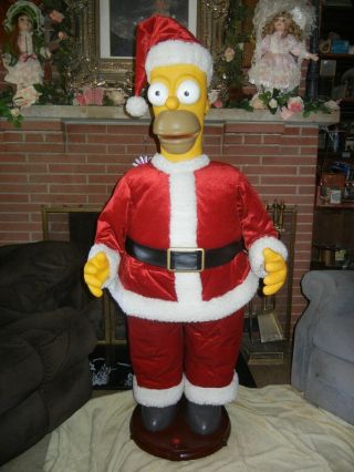 Animated Lifesize Homer Simpson Singing / Dancing Santa Christmas Display Rare