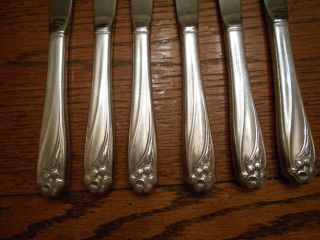 6 Rogers 1950 DAFFODIL Pattern Dinner Knives IS Silverplate Flatware 3